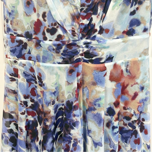 Simply Vera Wang Blue Multi Print Fairy Handkerchief Hem Midi Dress 0X - Picture 6 of 16